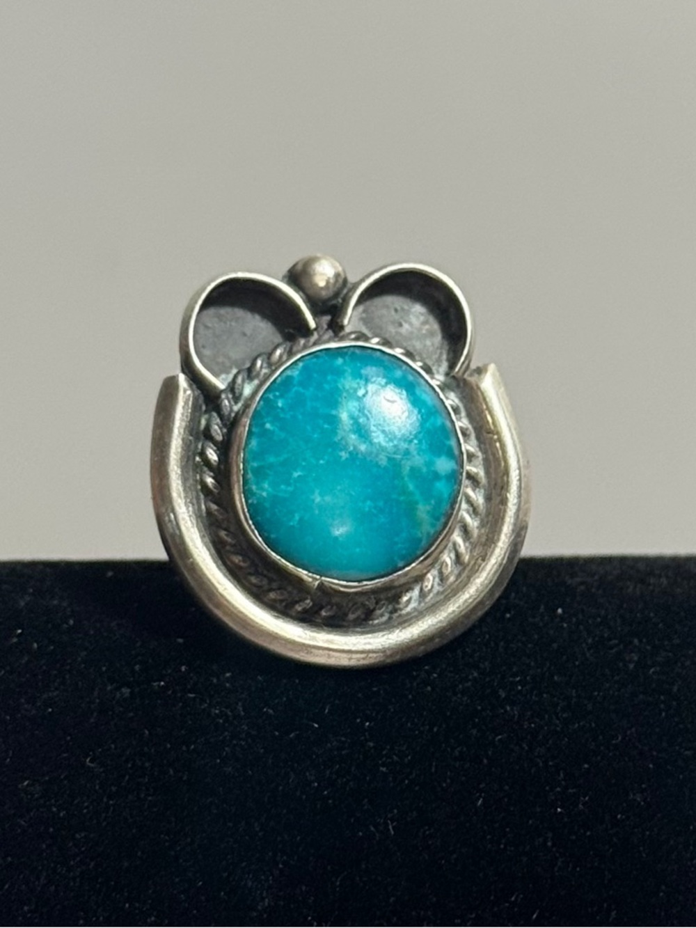 Vintage Navajo Blue Moon Turquoise Handmade 925 Sterling Silver Ring Size 5